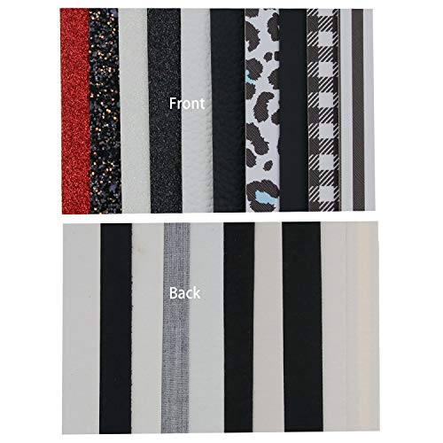 Litchi 10 Pieces 8x12 Inch Faux Leather Sheets Include Fine Chunky Glitter Printed for Leather Bows Earrings Making