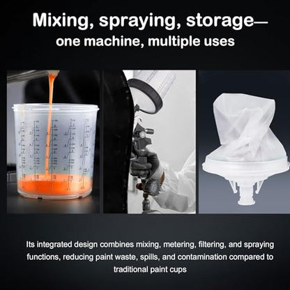 HVLP Air Spray Gun Kit Includes 10 Disposable 650ml Paint Cups with 1.4/1.7/2.0mm Nozzles. The Automotive Paint Spray Gun can be Used for Primer, Clear Topcoat Application(Black) - color: Black