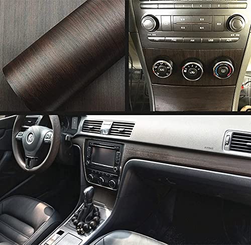 Moyishi Wood Grain Vinyl Sticker Decal Roll Car Interior Home Office Furniture DIY Film Wrap 30cmx100cm (Black) - color: Black
