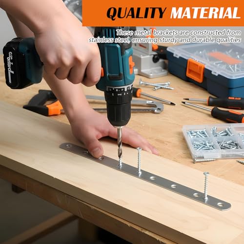 20 Pcs 12" Stainless Steel Flat Mending Plate Stainless Steel Straight Braces Metal Joining Repair Brackets for Wood with 160 Screws