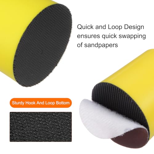 HARFINGTON Hand Sanding Blocks Round-Shaped 2 Inch w/ 2" Hook & Loop