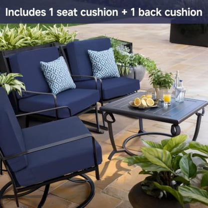 Favoyard Outdoor Deep Seat Cushion Set, 19 x 19 Inch, Blue - color: Blue, size: Seat 19x19 In + Back 19x16 In