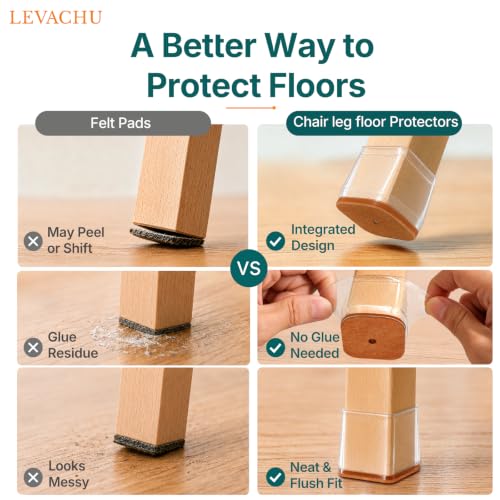 24 Pack Chair Leg Floor Protectors, Chair Leg Caps Square M - size: Square M