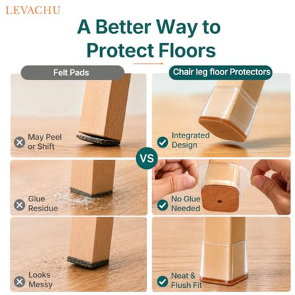 24 Pack Chair Leg Floor Protectors, Chair Leg Caps Square M - size: Square M
