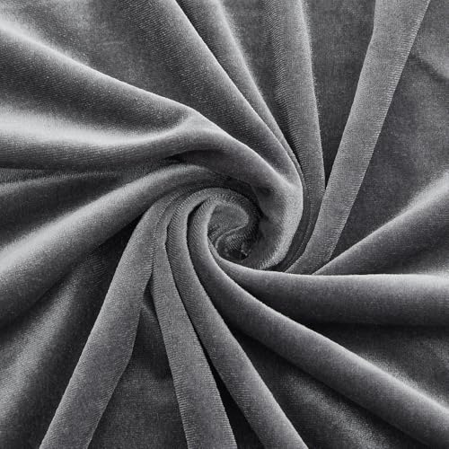 Grey Velvet Fabric by The Yard, 5 Yards, 60" Wide - color: Grey, size: 5 yard pre cut
