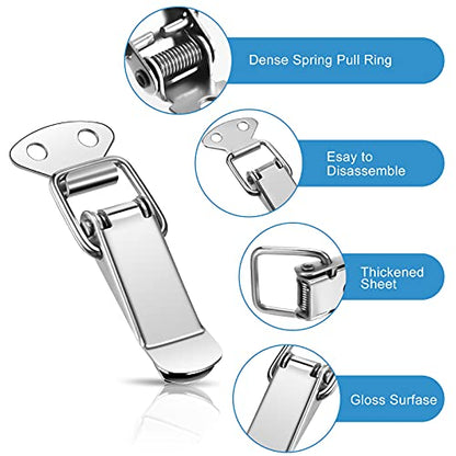 Hotop 4 Pcs Toggle Latch Spring Loaded, Stainless Steel Catch for Box