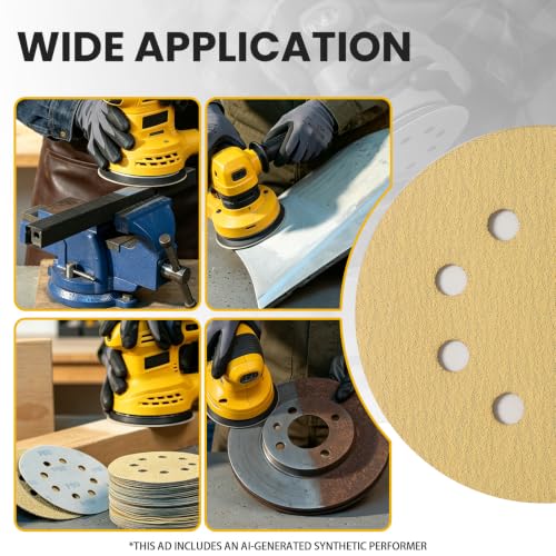 50 PCS 5 Inch 8-Hole Hook and Loop Sanding Discs Assorted 40 60 80 120 150 180 220 320 400 600 800 1000 Grit Aluminum Oxide Sandpaper for Random Orbital Sanders - style: 50 PCS 40-1000 Grit