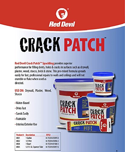Red Devil 0804 Crack Patch Premium Acrylic Spackling, 1 Quart, 1 Pack White