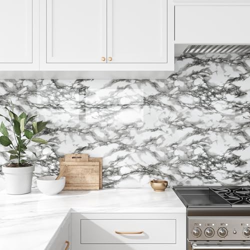 VEELIKE Modern Black and White Marble Contact Paper for Countertops Waterproof Peel and Stick Countertops 24''x118'' Self Adhesive Vinyl Countertop Contact Paper Marble Wallpaper for Kitchen Bathroom - size: 24''x118''