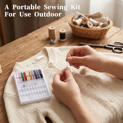 4 Pack Mini Sewing Kit Travel Size, Prethreaded Sewing Kits
