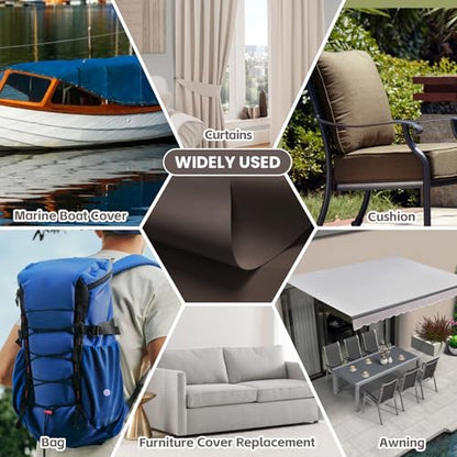 Waterproof Marine Canvas Fabric by The Yard 58" W 600D PVC Backing 10 Yards - color: Dark Brown, size: 10 Yards