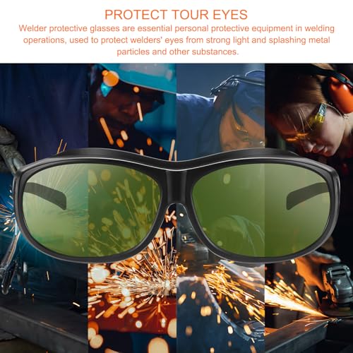 HARFINGTON Welding Safety Glasses IR PPE Protective Glasses Lens CE Certified Protective Welding Eyewear - color: Green, size: Shade 5