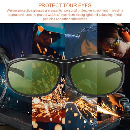 HARFINGTON Welding Safety Glasses IR PPE Protective Glasses Lens CE Certified Protective Welding Eyewear - color: Green, size: Shade 5