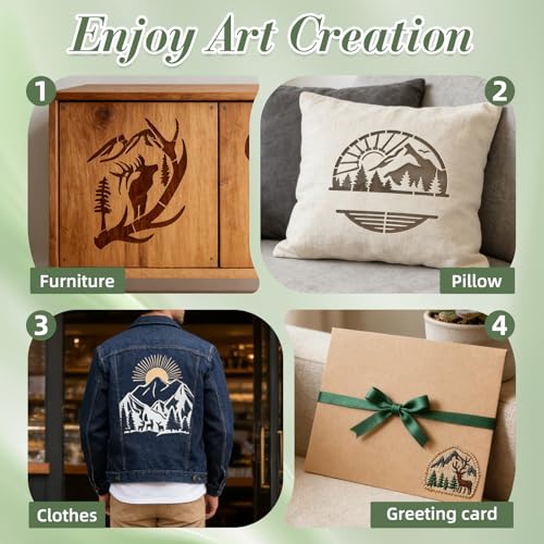 15Pcs Mountains and Animals Stencils for Crafts Reusable(5.9X5.9 Inch) - color: Animals