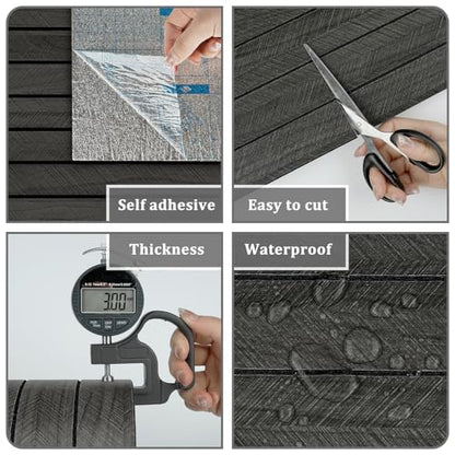 Wood Slat Wall Paneling Self Adhesive Wood Panels for Wall Decor - size: 11.8" x 118"