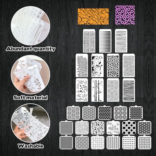 30 Pcs Abstract Layering Stencils - Mixed Media Spray Paint Stencils, Reusable Geometric Christmas Painting Templates for Wall & Canvas