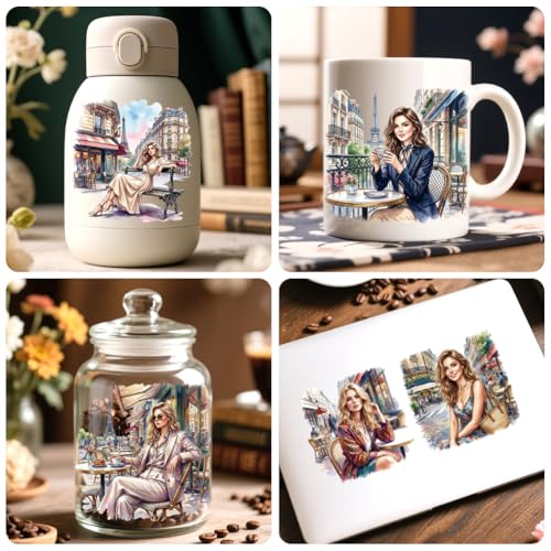 Peacoblue Paris Fashion Lady Rub On Transfers for Craft, Transfer Sticker - style: Paris Street Fashion Lady