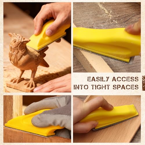70 PCS Micro Detail Sander Paper Kit, Mini Finger Sander with 80 120 180 240 320 400 600 Grit Sandpaper Assortment, Small Hand Sanding Block for Craft, Furniture, Tight Spaces & DIY Projects - style: 80-600 Grit + Sander