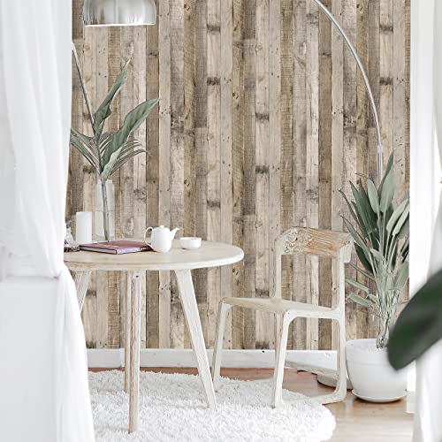 Yun-aeon Natural Wood-Grey Contact Paper Peel and Stick Wallpaper - color: Natural Wood-grey, size: 17.3" x 1200"