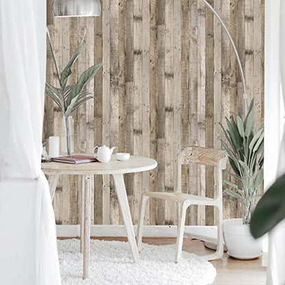 Yun-aeon Natural Wood-Grey Contact Paper Peel and Stick Wallpaper - color: Natural Wood-grey, size: 17.3" x 1200"
