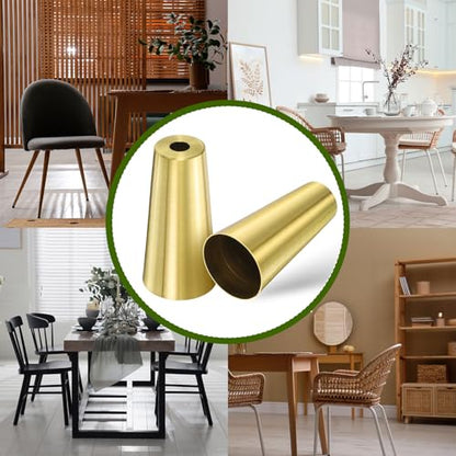 uxcell 4Pcs Metal Furniture Feet Cover, 1.22 x 3.15 Inch Conical Gold Table Foot Cap Increase Height Furniture Pads Leg Cover Protector for Chair, Table, Sofa - size: 1.22 x 3.15 Inch
