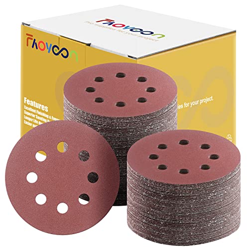 Sanding Disc 5 Inch 8 Hole, 100 Pcs Orbital Sanding Discs Hook and Loop, Sandpaper for Wood, 120 Grit Sand Paper for Random Orbital Sander - style: 120 grit 100 Pcs