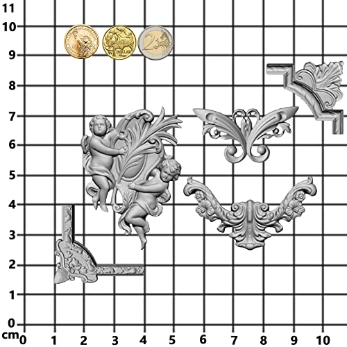 Art Mold for Polyclay Air Dry Clay Plaster, Border Frame with Cupids - color: Border, Frame, Cupids