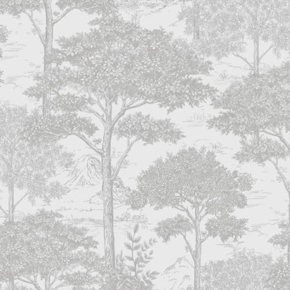 Ismoon Grey Peel Stick Wallpaper Forest Mural Toile Stick on Wallpaper - color: Gray, size: 17.3" x 393"