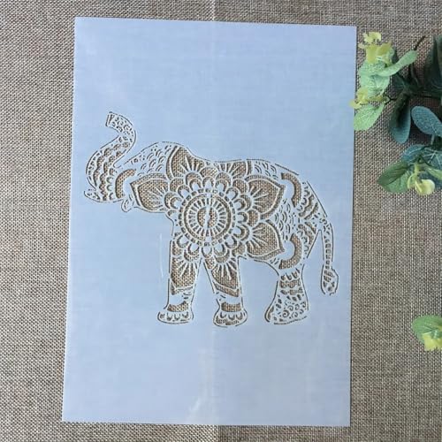 TIAMECH A4 Reusable Nose Up Elephant Stencil for Painting - style: Nose Up Elephant