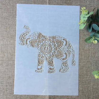 TIAMECH A4 Reusable Nose Up Elephant Stencil for Painting - style: Nose Up Elephant