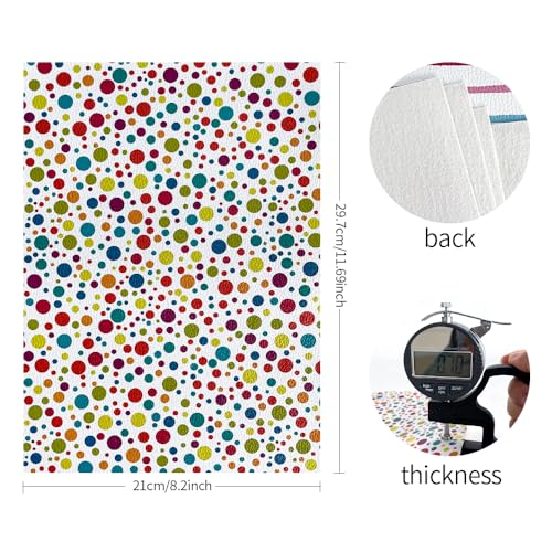 ONEART | 8 Pcs Printed Lychee Texture Faux Leather Sheets, 8"×12" Colorful Geometric Synthetic Leather Fabric for Earrings DIY Crafts Making-Rainbow - color: Rainbow