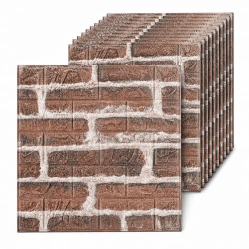 3D Wall Panels Peel and Stick Faux Foam Brick Wallpaper Covering - color: Red Brick, size: 20 Pcs