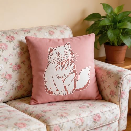 TIAMECH A4 Reusable Hairy Cat Stencil for Painting - style: Hairy Cat