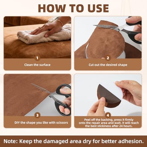 Fabric Repair Patch, Self Adhesive Couch Tape for Cloth Furniture - color: Suede Beige, size: 17X79 Inch