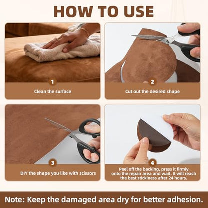 Fabric Repair Patch, Self Adhesive Couch Tape for Cloth Furniture - color: Suede Beige, size: 17X79 Inch