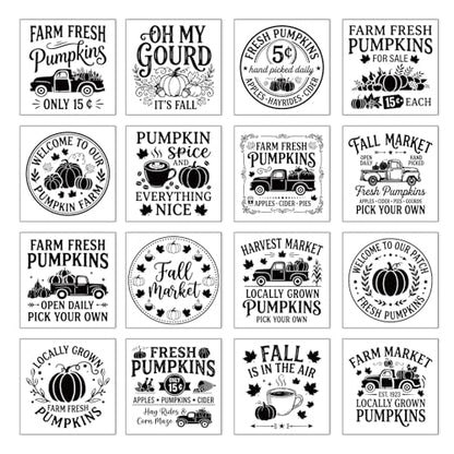 16 Pcs Fall Rub on Transfers for Crafts Furniture 5.9x5.9 Inch - color: Letter Slogon
