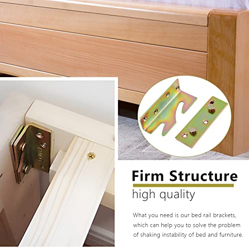 Rockgoya Bed Rail Brackets, Gold-Colorful Bed Frame Hardware, Set of 4 Pack Wooden Bed Brackets with Screws, Bed Rail Fittings, Heavy Duty Non-Mortise - color: Gold-colorful