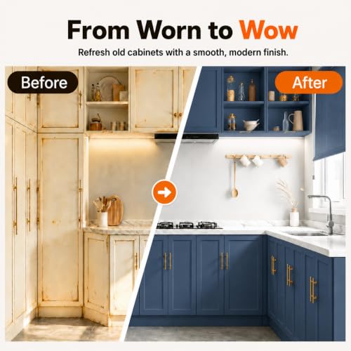 DWIL Cabinet Paint, Water Based Kitchen Cabinet Paint, Furniture Paint, Wood Paint, Low Odor, Fast Drying, Semi-Gloss, 16oz Blue Gray - color: Blue Gray, size: 16 Fl Oz (Pack of 1)