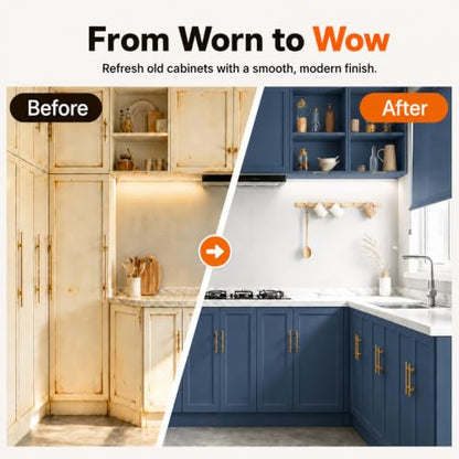 DWIL Cabinet Paint, Water Based Kitchen Cabinet Paint, Furniture Paint, Wood Paint, Low Odor, Fast Drying, Semi-Gloss, 16oz Blue Gray - color: Blue Gray, size: 16 Fl Oz (Pack of 1)