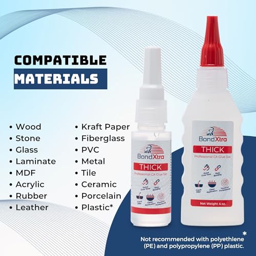 16 oz. Thick CA Glue for Woodworking, Premium Super Glue Kit for Wood Turning with Extra Bottles, Anti Clog Caps, Microtips, Thick Viscosity Cyanoacrylate for Plastic, DIY, Craft, Hobby, etc - size: 16 oz, style: THICK