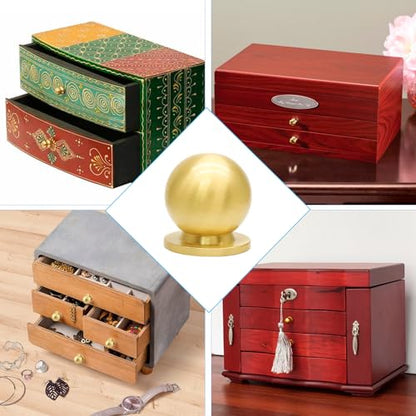 Jiozermi 4 Pack Mini Round Solid Brass Knobs, 3/4 Inch, Gold - color: Gold, size: 3/4 Inch(18.8mm)