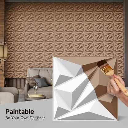 INMOZATA 3D Wall Panels, Diamond Textured PVC Accent Wall Panels - color: A_White