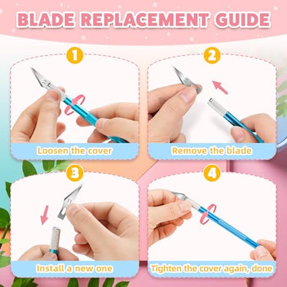 55PCS Exacto Knife Set, Craft Knife, Hobby Knives with 50PCS Blades - style: Pink – 5 Knives / 50 Blades
