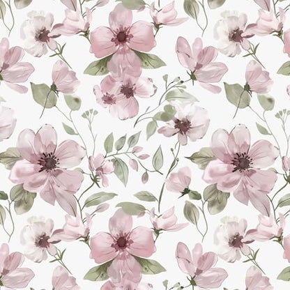 17.3''x78.7''Peel and Stick Wallpaper Boho Floral Contact Paper Pink Watercolor Flowers Leaf Wallpaper Removable Self-Adhesive Wall Paper for Bedroom Renter Friendly Vinyl
