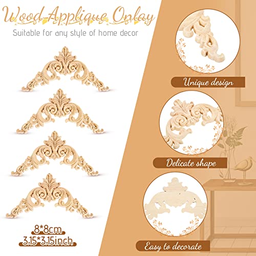 Yalikop 5 Pcs Wood Appliques and Onlay for Furniture, Small Size, Delicate - color: Delicate, size: Small Size