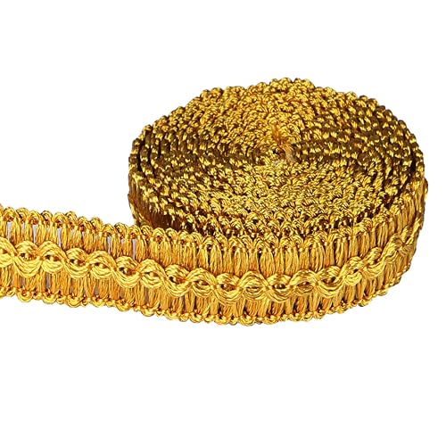 BEL AVENIR Gimp Braid Trim Cord 1.6 cm/0.63 inch Wide, 10 Yard Fabric Trim - color: 12#Gold