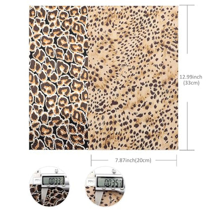 David accessories Metallic Leopard Zebra Pattern Printed Faux Leather Fabric Sheets 6 Pcs 7.7" x 12.9" (20 cm x 33 cm) Include 2 Kinds of Leather Fabric for DIY Bows Earrings (Leopard Printed Set)