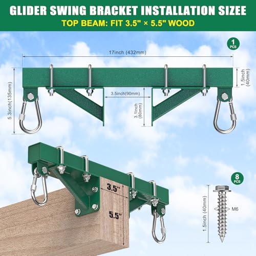 SELEWARE Glider Swing Brackets, Heavy Duty Swing Set Hardware 1 Pack - color: Glider Swing Brackets, 1 Pack