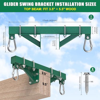 SELEWARE Glider Swing Brackets, Heavy Duty Swing Set Hardware 1 Pack - color: Glider Swing Brackets, 1 Pack
