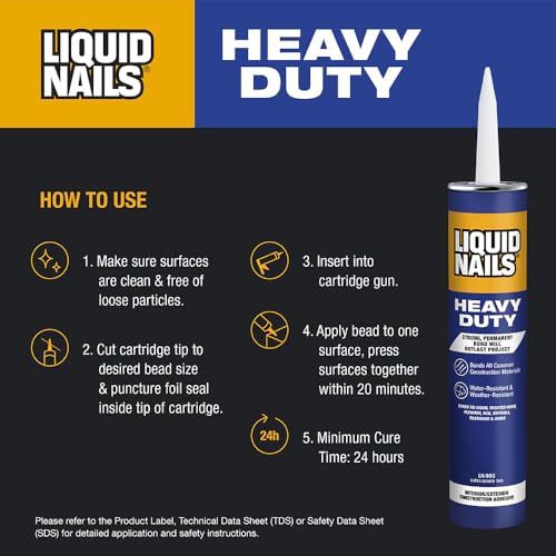 Liquid Nails LN903 10oz Heavy Duty Construction Adhesive and Red Devil 0542 1/2 Pint Lightweight Spackling Repair Kit